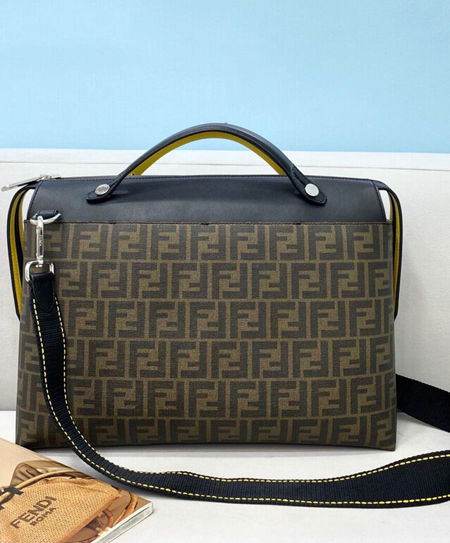 Fendi By The Way Briefcase Bag 7VA458 Coffee/Black/Yellow